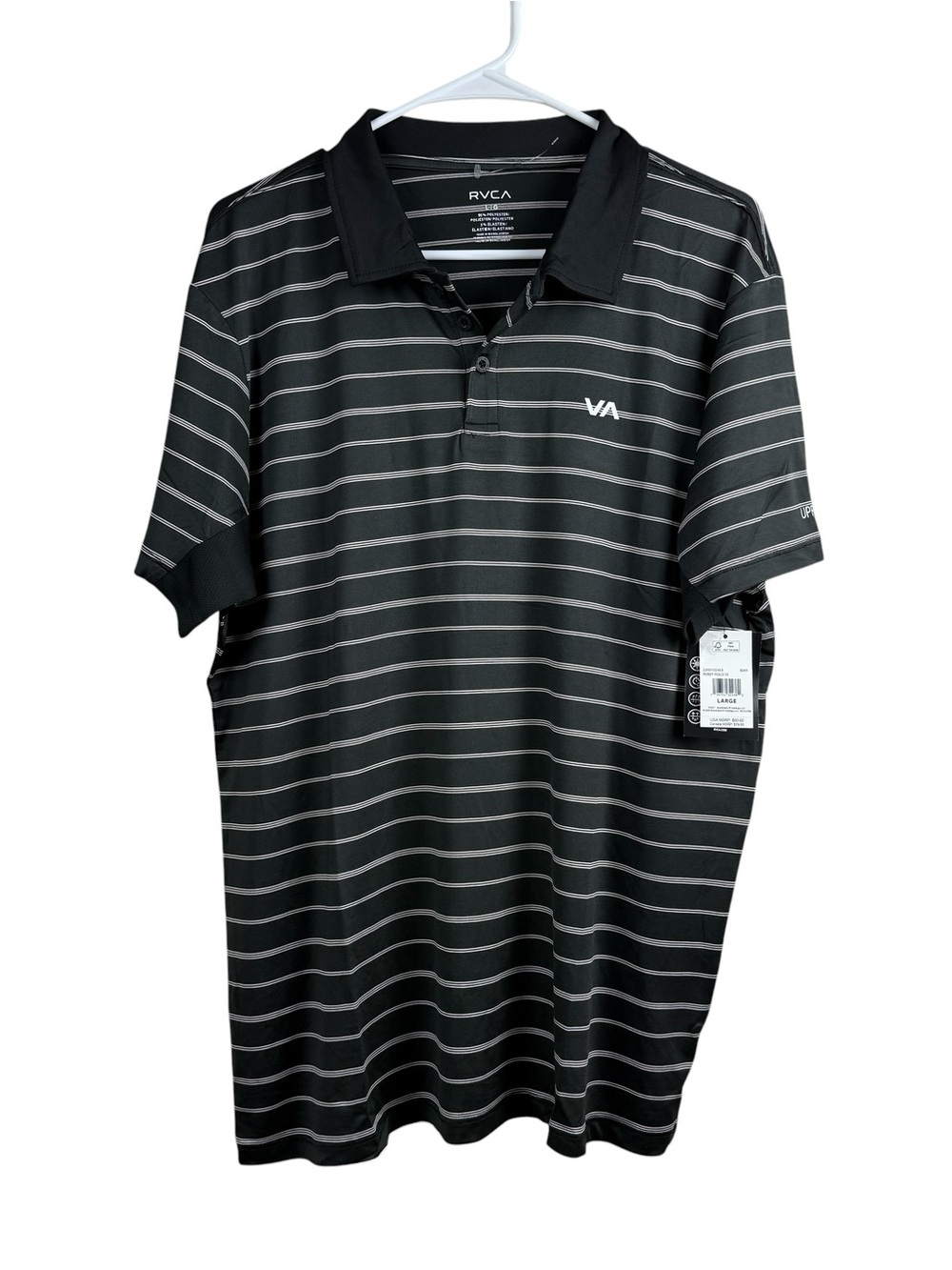 RVCA Robey Striped Short Sleeve Polo Shirt Men's Size L NWT MSRP $60
